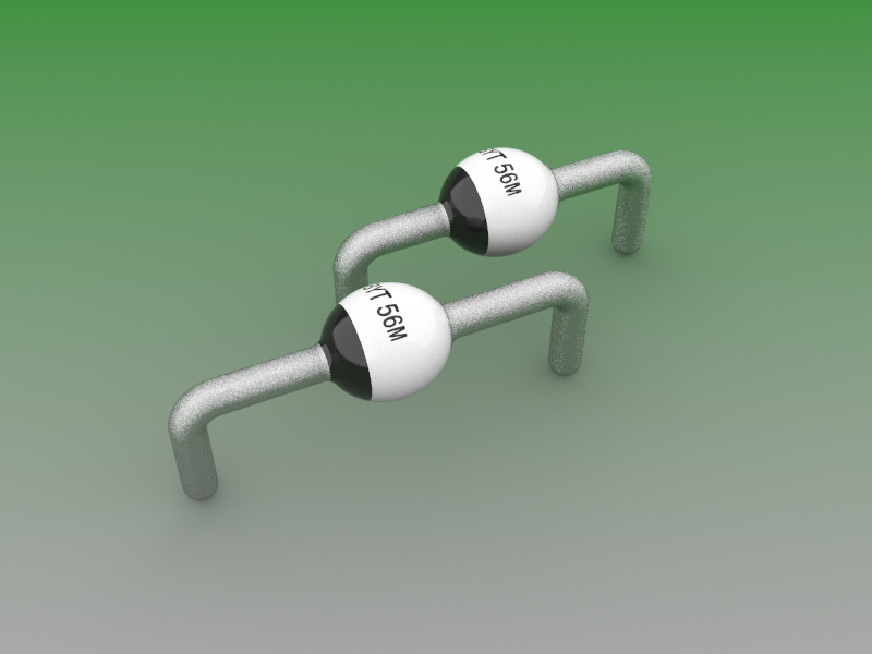 SOD-64型二极管外壳，本体4.2 x d4.3毫米，引线直径1.35毫米